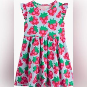 Mini Boden Kids' Strawberry Print Cotton Jersey Dress size 7/8T